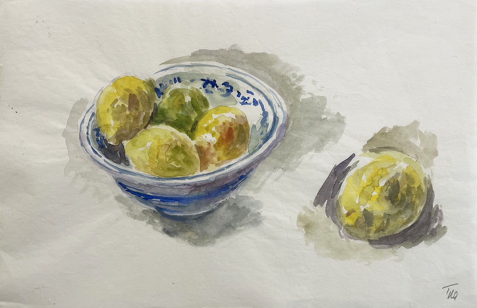 nature morte aux citrons et compotier bleu, 2020